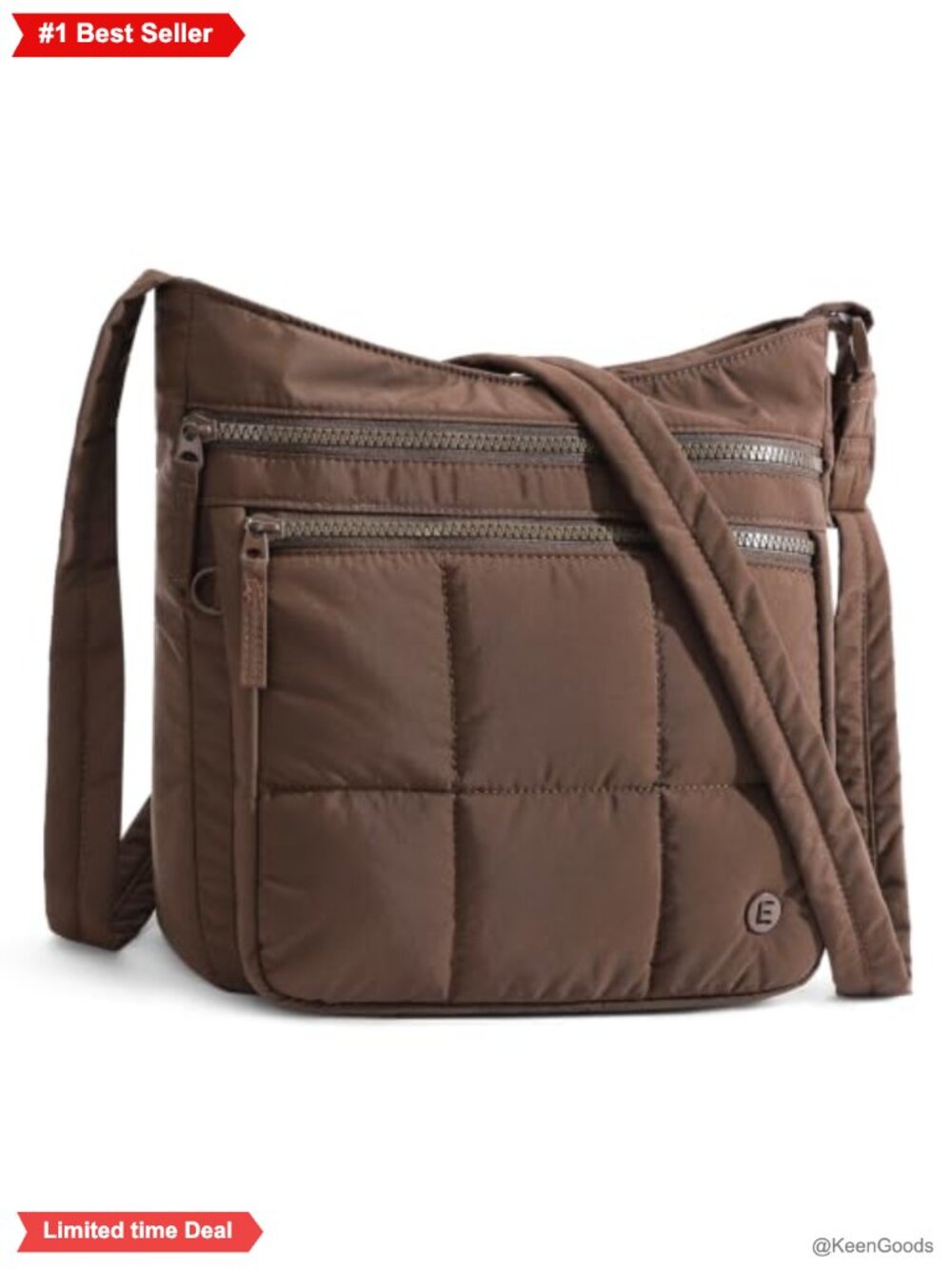 Nylon Quilted Crossbody Bag Lightweight Travel Shoulder Purse Multi-Pocket